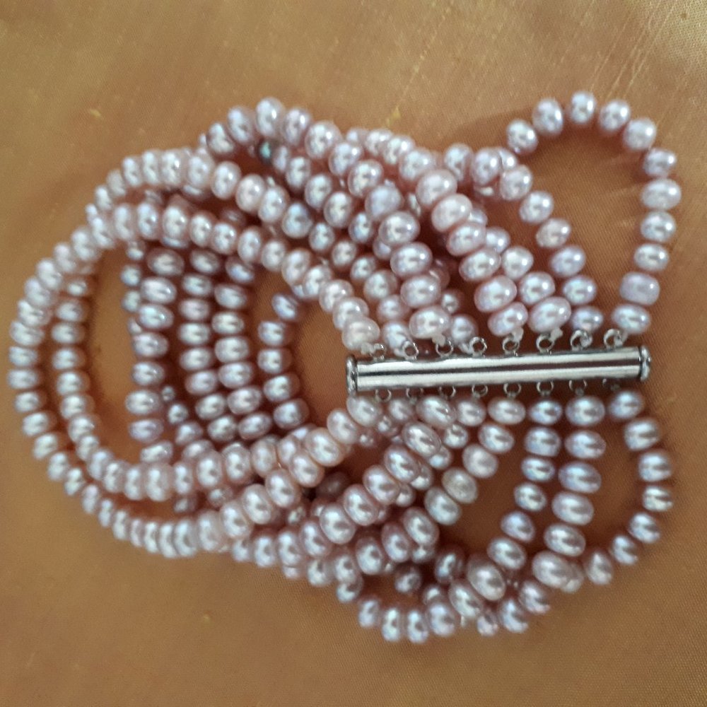 Pearl Bracelet - Pale Pink -  7 3/4 inches total length